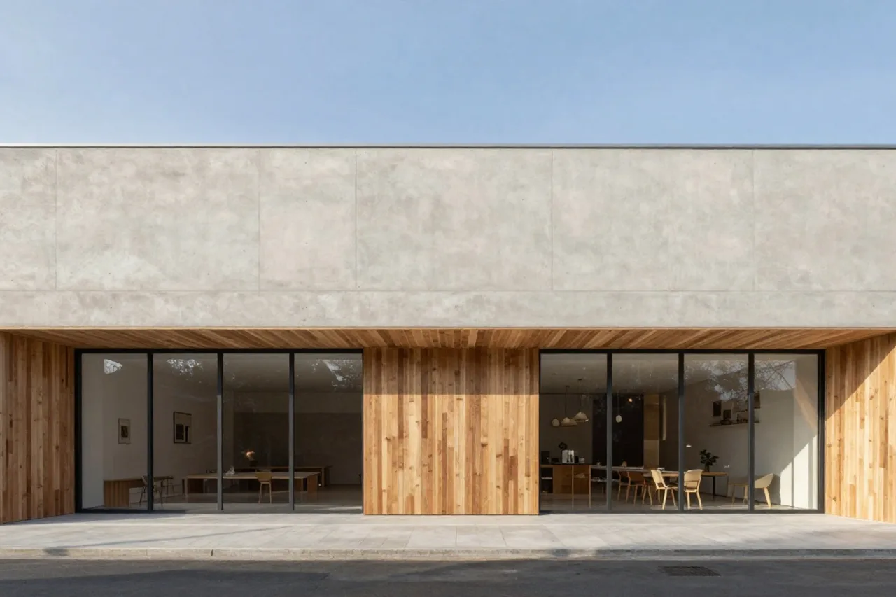 Façade d'architecture contemporaine baignée de lumière naturelle